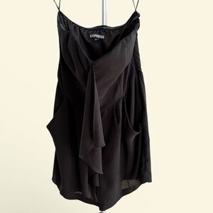 Express Black Strapless Ruffle Romper w/Pockets -NWOT